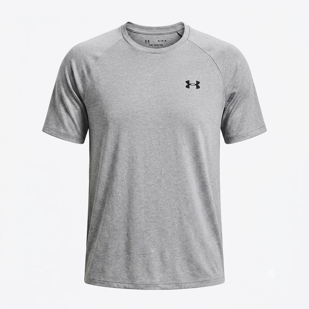 Under Armour Men's Heathered Light Grey Tech Tee Short Sleeve Shirt
